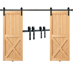 2440 mm Sliding Barn Door Hardware Closet Track Kit for Double Doors J Hanger