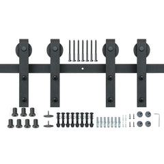 2440 mm Sliding Barn Door Hardware Closet Track Kit for Double Doors J Hanger