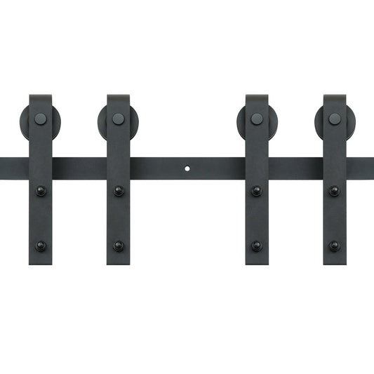 2440 mm Sliding Barn Door Hardware Closet Track Kit for Double Doors J Hanger