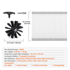 12.2M Dryer Vent Cleaner Kit, 29 Pieces Duct Cleaning Brush, Reinforced Nylon Dryer Vent Brush, Dryer Cleaning Tools Lint Remover with Flexible Lint Trap Brush, Clamp Connectors