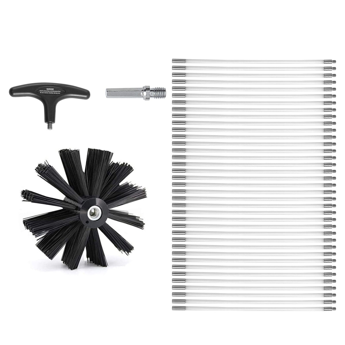 15.24M Dryer Vent Cleaner Kit, 37 Pieces Duct Cleaning Brush, Reinforced Nylon Dryer Vent Brush, Dryer Cleaning Tools Lint Remover with Flexible Lint Trap Brush, Clamp Connectors