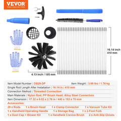 12.2M Dryer Vent Cleaner Kit, 29 Pieces Duct Cleaning Brush, Reinforced Nylon Dryer Vent Brush with Complete Accessories, Dryer Cleaning Kit with Flexible Lint Trap Brush, Clamp Connectors