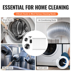 22 Pieces 9.1M Dryer Vent Cleaner Kit, Include 3 Different Sizes Flexible Lint Trap Brush, Reinforced Nylon Duct Cleaning Dryer Vent Brush, Dryer Cleaning Kit with Clamp Connectors