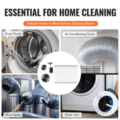 29 Pieces 12.2M Dryer Vent Cleaner Kit, Include 3 Different Sizes Flexible Lint Trap Brush, Reinforced Nylon Duct Cleaning Dryer Vent Brush, Dryer Cleaning Kit with Clamp Connectors