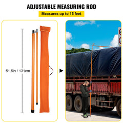 Load Height Measuring Stick, 15\' Sturdy Fiberglass Truck Height Stick with Adjustable Pole, Non-conductive Truck Height Measuring Stick with Carrying Bag, Height Stick for Trucks, Car Haulers