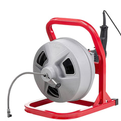 Drain Cleaner Machine 15m x 8mm, Sewer Snake Auger with 228RPM Electric Drill, Manual Feed Drain Cleaning Machine with 6 Cutters & Air-activated Foot Switch for 50mm to 100mm Pipes