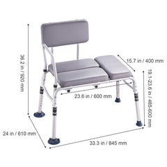 Tub Transfer Bench for Bathtub 500lbs, Shower Seats for Adults, Lightweight Shower Bench for Elderly and Disabled with Padded Seat, Non-Slip Bath Seats with Armrest and Reversible Backrest