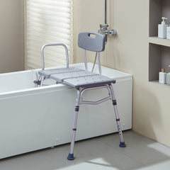 Tub Transfer Bench for Bathtub, Adjustable Shower Seats for Adults, Lightweight Shower Bench for Elderly and Disabled, Non-Slip Bath Seats with Armrest and Reversible Backrest, 400lbs Capacity