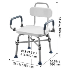 Swivel Shower Chair with Arms and Back, 227 kg Load Heavy Duty Bench Seat for Inside Shower Stall and Bathtub, Height Adjustable Bathroom Bath Tub Seat for Adults, Seniors, Elderly and Disabled