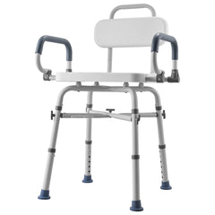 Swivel Shower Chair with Arms and Back, 227 kg Load Heavy Duty Bench Seat for Inside Shower Stall and Bathtub, Height Adjustable Bathroom Bath Tub Seat for Adults, Seniors, Elderly and Disabled