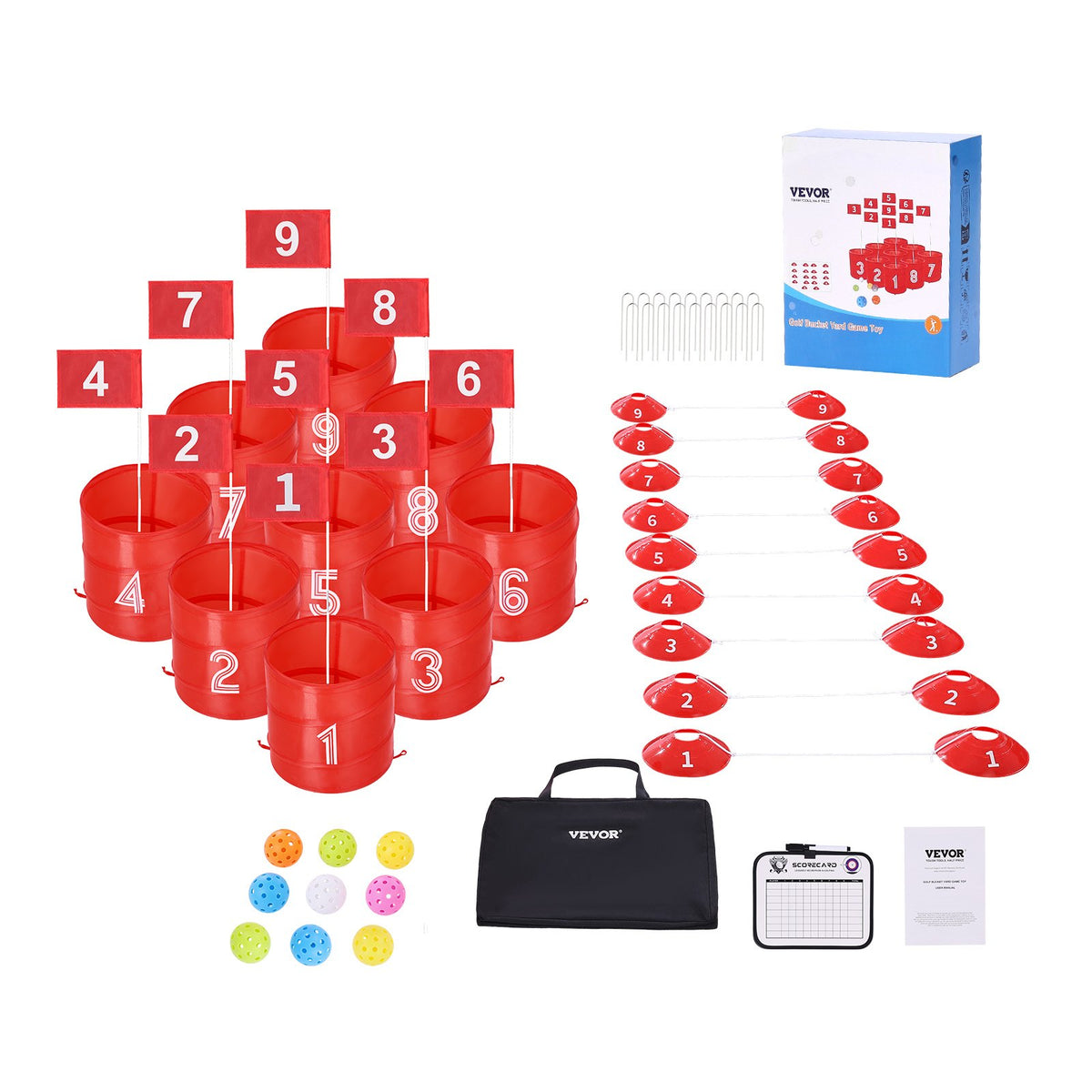 Backyard Golf Game 9 Hole Portable Bucket Golf Game for Kids and Adults