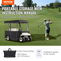 Golf Cart Enclosure, Polyester Driving Enclosure, Club Car Covers Universal Fits for 2+2 Passenger Golf Carts, Sunproof and Dustproof Outdoor Cart Cover