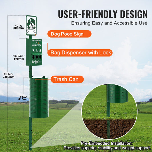 Dog Waste Station 11.5 Gallons Outdoor Dog Poop Station with 600 Bags