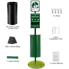 Dog Waste Station 11.5 Gallons Outdoor Dog Poop Station with 600 Bags