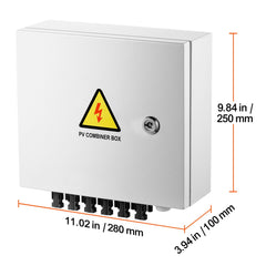 Solar PV Combiner Box 6 String 10A for Solar Panel System Steel Case IP65