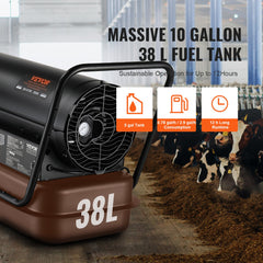 100000Btu Kerosene/Diesel Forced Air Torpedo Space Heater with Thermostat