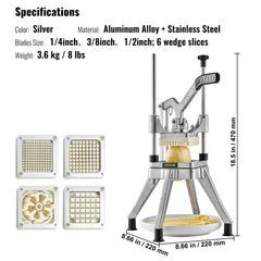 Commercial Chopper Commercial Vegetable Chopper with 4 Blades Fruits Dicer