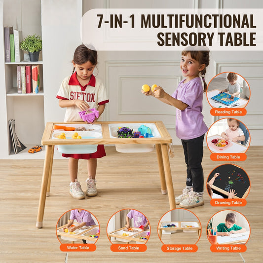 Kids Sensory Table Sand Water Play Table with 1 Paper Roll 3 Storage Bins