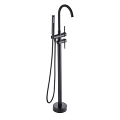 Freestanding Bathtub Faucet, Floor Mount, Freestanding Tub Filler, Shower Mixer Taps, Two Water Modes, 360° Swivel Spout, for Bathing & Showering Pet Bathing Cleaning Drains Toilet Flushing