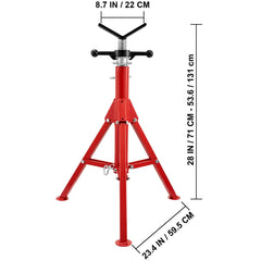 V Head Pipe Stand 1/8-12 inch Capacity, Adjustable Height 28-52 inch, Pipe Stands 2500 lbs Load Capacity, Portable Folding Pipe Stands, Carbon Steel Body More Durable