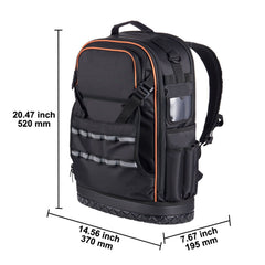 Tool Backpack, 65 Pockets, Heavy-duty Tools Storage Organizer Work Bags with Laptop Compartment & Molded Base, Electrician Jobsite Backpack for Electrician, Repairman, and HVAC Techs
