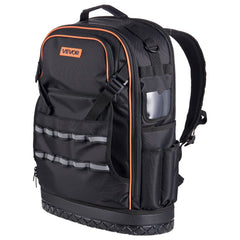 Tool Backpack, 65 Pockets, Heavy-duty Tools Storage Organizer Work Bags with Laptop Compartment & Molded Base, Electrician Jobsite Backpack for Electrician, Repairman, and HVAC Techs
