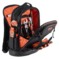 Tool Backpack, 65 Pockets, Heavy-duty Tools Storage Organizer Work Bags with Laptop Compartment & Molded Base, Electrician Jobsite Backpack for Electrician, Repairman, and HVAC Techs