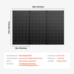 Metal Pegboard Panels609.6 x 304.8 mm3 Panels Wall Organizer for Home
