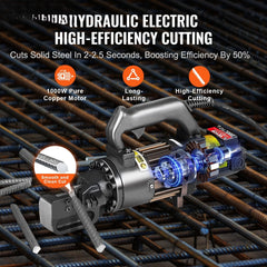 1000W Electric Hydraulic Rebar Cutter Cutting up to 3/4 Inch #6 4-20mm