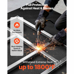 Welding Blanket, 1219mm x 1829mm Silicone Coated Fiberglass Welding Blanket, 1800°F Heat Resistant Safety Protection Blankets, Flame Retardant Fireproof Insulation Mat with Metal Grommets