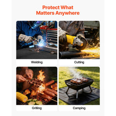 Welding Blanket, 1219mm x 1829mm Silicone Coated Fiberglass Welding Blanket, 1800°F Heat Resistant Safety Protection Blankets, Flame Retardant Fireproof Insulation Mat with Metal Grommets
