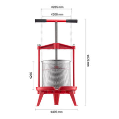 3.69 Gal/14L Fruit Wine Press, Stainless Steel Basket with Cross-beam and Triangular Structure, Manual Juice Maker, Cider Apple Grape Tincture Making Press with T-Handle for Kitchen Home