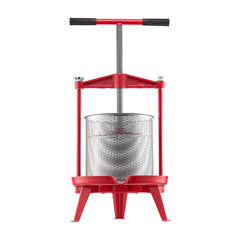 3.69 Gal/14L Fruit Wine Press, Stainless Steel Basket with Cross-beam and Triangular Structure, Manual Juice Maker, Cider Apple Grape Tincture Making Press with T-Handle for Kitchen Home