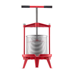 3.69 Gal/14L Fruit Wine Press, Stainless Steel Basket with Cross-beam and Triangular Structure, Manual Juice Maker, Cider Apple Grape Tincture Making Press with T-Handle for Kitchen Home