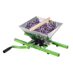 1.8 Gal/7L Fruit and Apple Crusher, Large Manual Grinder, Stainless Steel Fruit Scratter Pulper for Wine Cider Apple Grape Pressing, with Roller Handle for Kitchen Home, Green