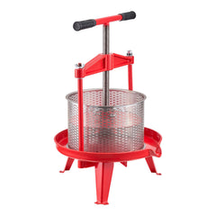 2.38 Gal/9L Fruit Wine Press, Stainless Steel Basket with Cross-beam and Triangular Structure, Manual Juice Maker, Cider Apple Grape Tincture Making Press with T-Handle for Kitchen Home