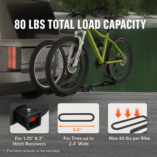 2-Bike Rack Hitch Mount Folding Carrier Car Truck SUV 1.25