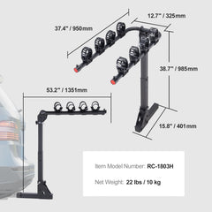 4 Bike Rack Hitch Mount Folding Swing Down Bicycle Carrier Car Truck SUV 150 lbs