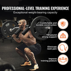 Safety Squat Bar, 318kg Fitness Squat Bar, Safety Squat Bar Attachment with Shoulder and Arm Pads, 28mm Diameter Weight Bar, Ideal for Front Squats, Lunges, Rehab, Physical Therapy