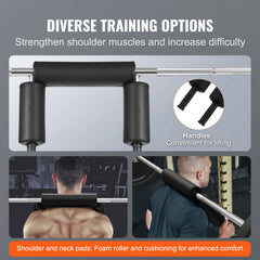 Safety Squat Bar, 318kg Fitness Squat Bar, Safety Squat Bar Attachment with Shoulder and Arm Pads, 28mm Diameter Weight Bar, Ideal for Front Squats, Lunges, Rehab, Physical Therapy
