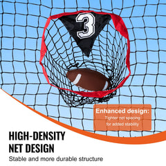 6 x 6 ft Football Trainer Throwing Net, Training Throwing Target Practice Net with 5 Target Pockets, Knotless Net Includes Bow Frame and Portable Carry Case, Improve QB Throwing Accuracy, Red