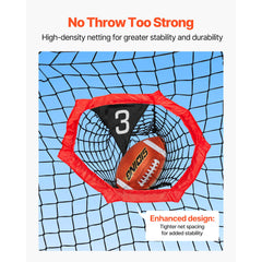 1828.8x1828.8mm Football Trainer Throwing Net, Training Throwing Target Practice Net with 5 Target Pockets, Knotless Net Includes Straps and Portable Carry Case, Improve QB Throwing Accuracy,Red