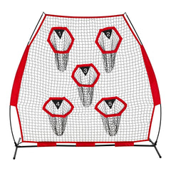 2133.6 x 2133.6mm Football Trainer Throwing Net, Training Throwing Target Practice Net with 5 Target Pockets, Knotless Net Includes Straps and Portable Carry Case, Improve QB Throwing Accuracy