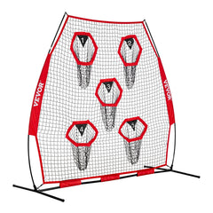 2133.6 x 2133.6mm Football Trainer Throwing Net, Training Throwing Target Practice Net with 5 Target Pockets, Knotless Net Includes Straps and Portable Carry Case, Improve QB Throwing Accuracy