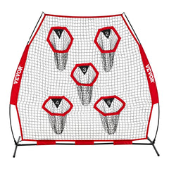 2133.6 x 2133.6mm Football Trainer Throwing Net, Training Throwing Target Practice Net with 5 Target Pockets, Knotless Net Includes Straps and Portable Carry Case, Improve QB Throwing Accuracy