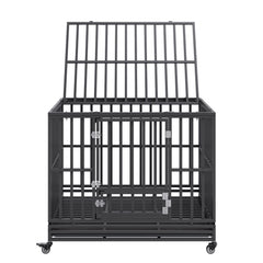 47 Inch Heavy Duty Dog Crate, Indestructible Dog Crate, 3-Door Heavy Duty Dog Kennel for Medium to Large Dogs with Lockable Wheels and Removable Tray, High Anxiety Dog Crate for Indoor & Outdoor