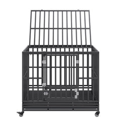 47 Inch Heavy Duty Dog Crate, Indestructible Dog Crate, 3-Door Heavy Duty Dog Kennel for Medium to Large Dogs with Lockable Wheels and Removable Tray, High Anxiety Dog Crate for Indoor & Outdoor