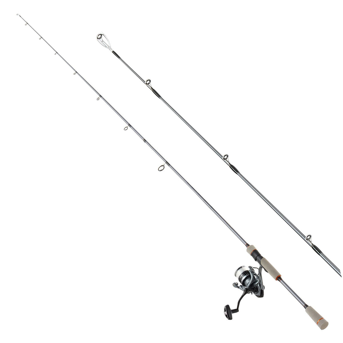 Rod and Fishing Reel Combo, IM6 Fiberglass & Carbon Fiber Spinning Rod and Reel Combo, Bass Fishing Pole with 2m Two-Piece Rods, 6+1 Ball Bearings, Stainless Steel Guides with Ceramic Rings