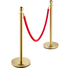 4PCS Gold Stanchion Posts Queue, 38 Inch Red Velvet Rope, Crowd Control Barriers Queue Line Rope, Barriers for Party Supplies