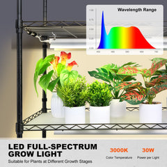 Plant Stand with Grow Lights 4 Tiers 180W 150 cm Tall Plant Grow Shelf